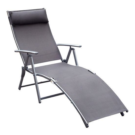 Transat plage rembourré 7 positions ajustables charge 165kg confort extérieur gris