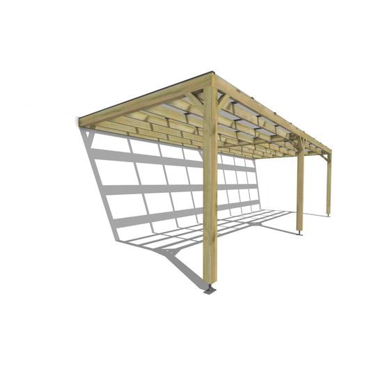 Pergola bois • 8m x 3m • adossée • sens largeur • couverture étanche transparente incluse • livraison comprise