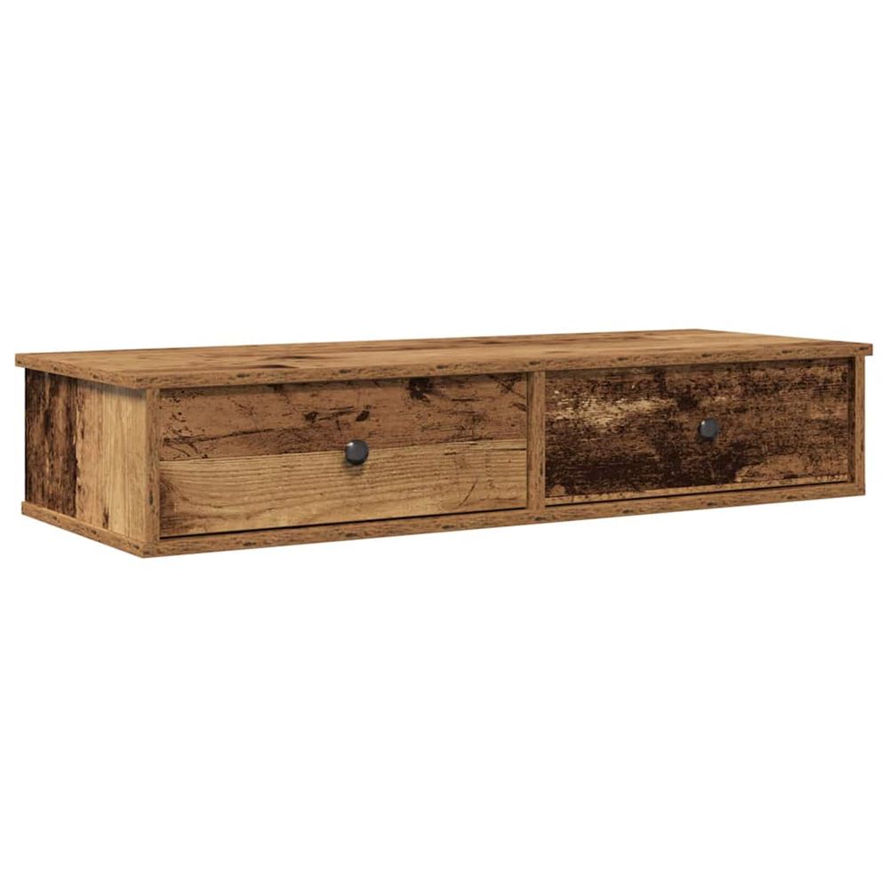 Étagère murale avec tiroirs vieux bois bois d'ingénierie