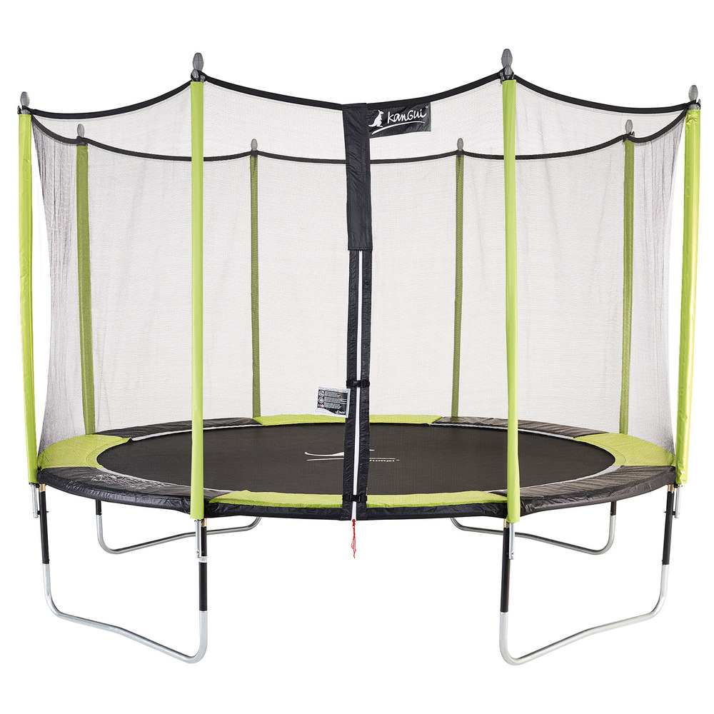 Trampoline de jardin 426 cm + filet de sécurité jumpi vert/noir 430