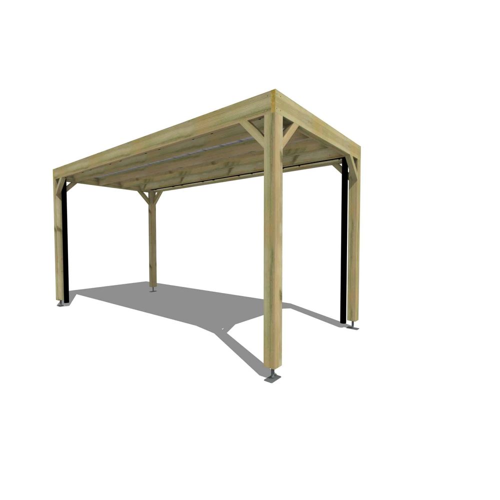 Carport bois • 2m x 5m • indépendante • sens profondeur • livraison comprise