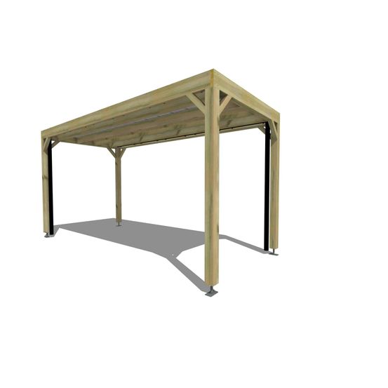 Carport bois • 2m x 5m • indépendante • sens profondeur • livraison comprise