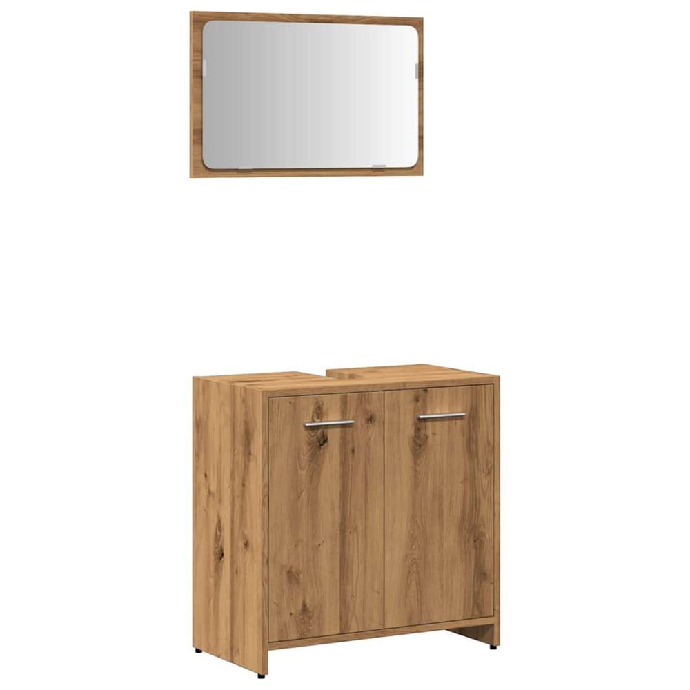 Armoire de salle de bain avec miroir chêne artisanal
