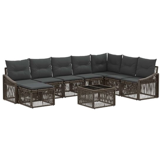 Ensemble de canapé de jardin 9 pc gris polyrotin
