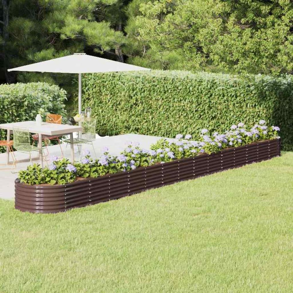Carré potager ovale en acier galvanisé pour jardin marron 620x80x36 cm