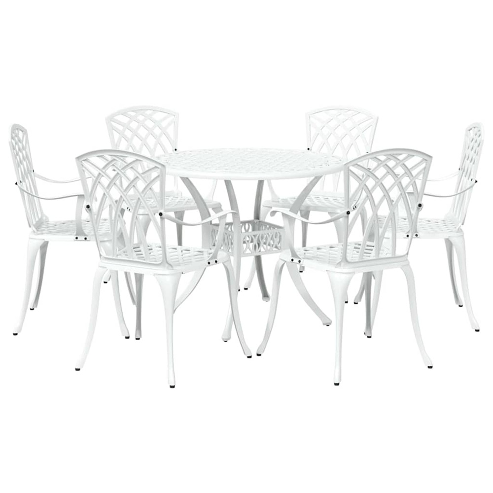 Ensemble de salle à manger pour jardin 7 pcs blanc aluminium