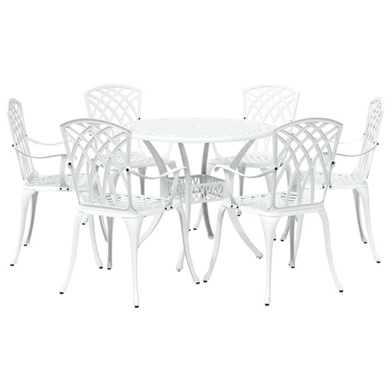 Ensemble de salle à manger pour jardin 7 pcs blanc aluminium