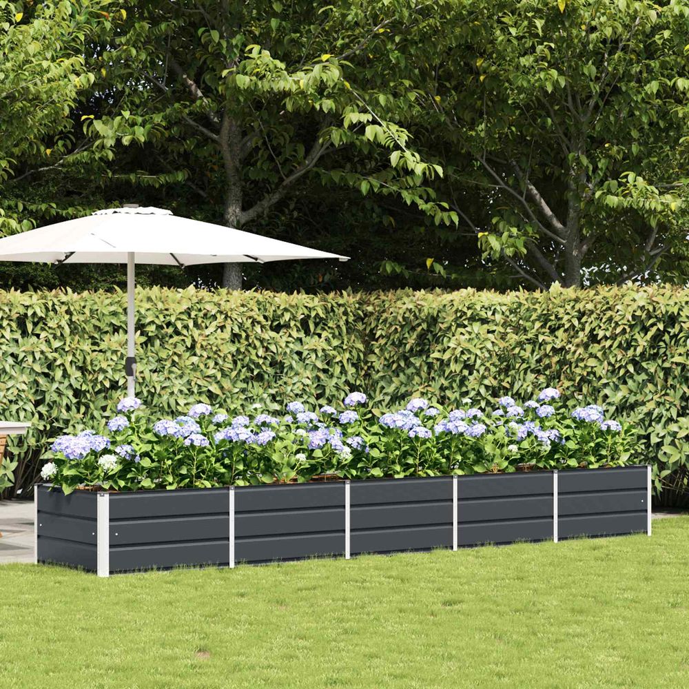 Jardinière 4m acier anthracite très grande longueur pour bordure jardin terrasse