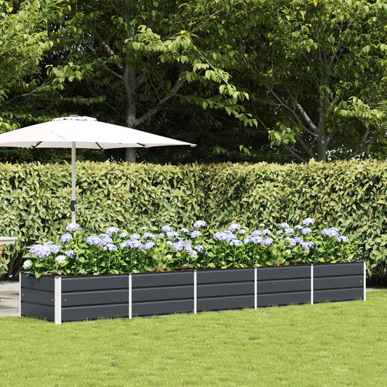 Jardinière 4m acier anthracite très grande longueur pour bordure jardin terrasse