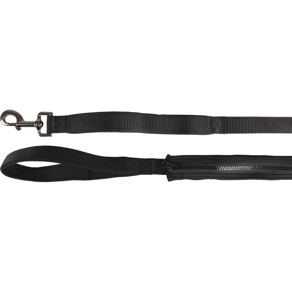 Laisse kayga noir avec petit rangement 1.60 m x 25 mm pour chien