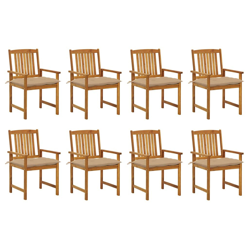 Chaises de jardin avec coussins lot de 8 bois d'acacia solide