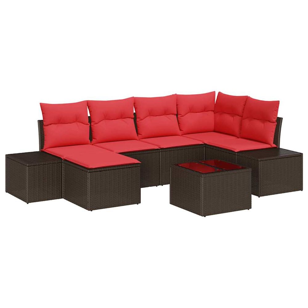 Ensemble de canapé de jardin 7 pc marron polyrotin