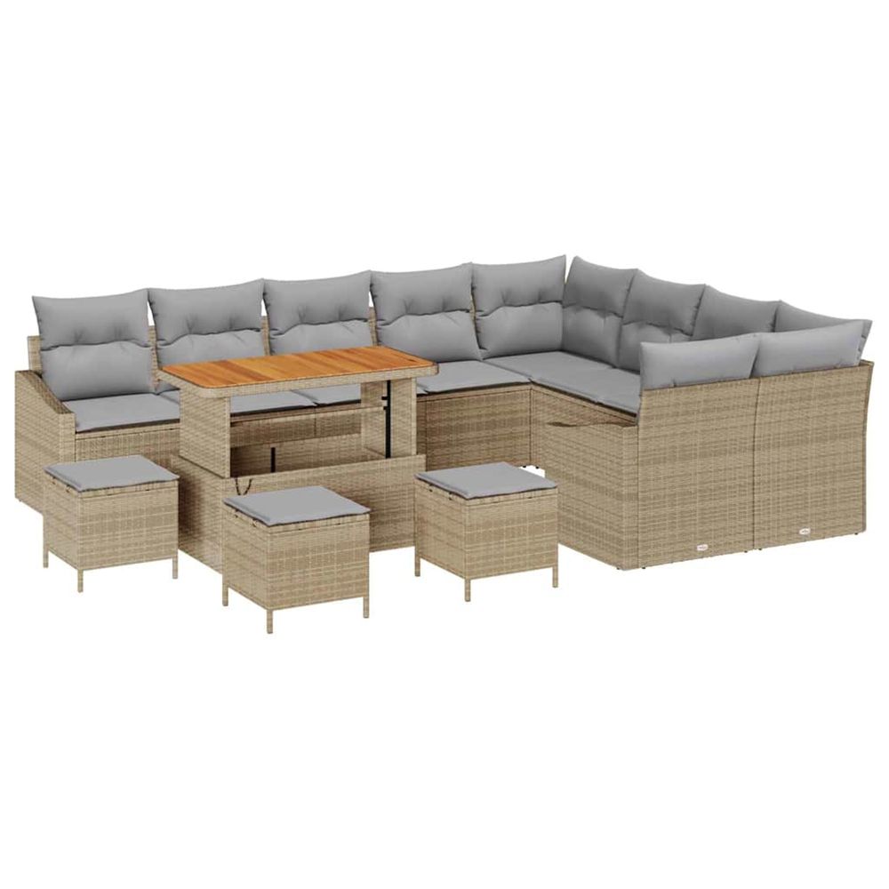 Ensemble de canapé de jardin 13 pc beige polyrotin