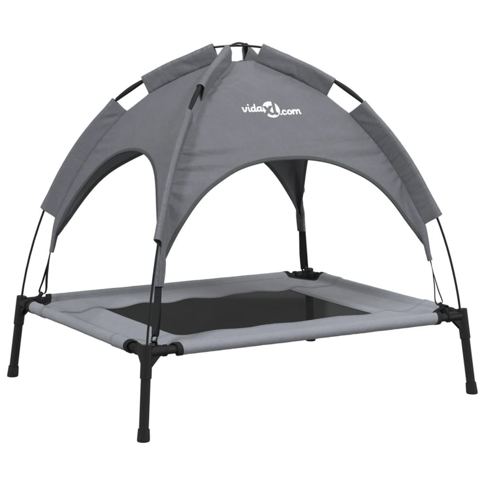 Lit pour chien avec auvent anthracite tissu oxford et acier
