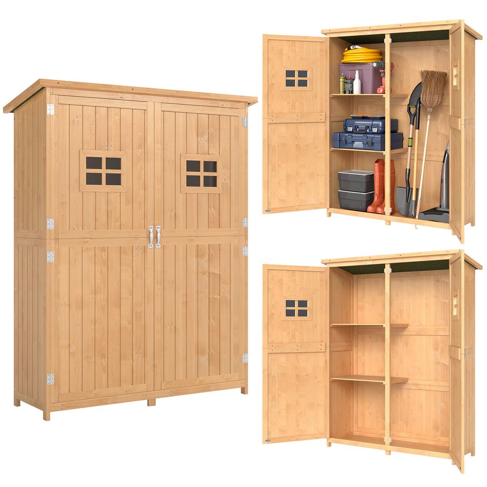 Abri de jardin bois de sapin 127,5 x 50 x 164 cm toit bitumé double porte - comfortxl outdoor living