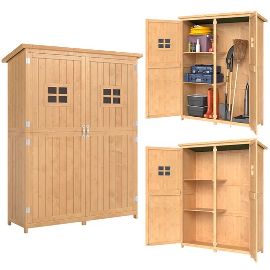 Abri de jardin bois de sapin 127,5 x 50 x 164 cm toit bitumé double porte - comfortxl outdoor living