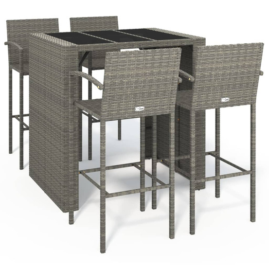 Ensemble de bar de jardin 5 pcs gris résine tressée