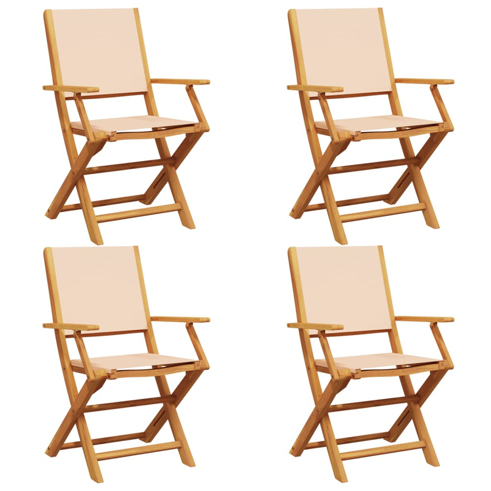 Chaises de jardin pliantes lot de 4 beige tissu et bois massif