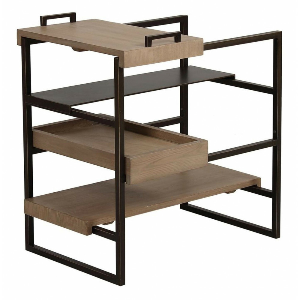 Bout de canapé plateau amovible bois beige - demeure interior's