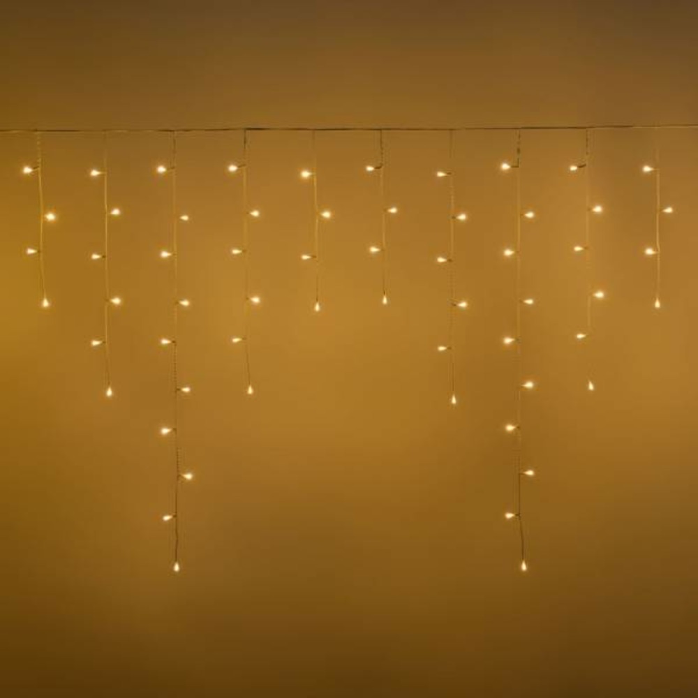 Guirlande stalactite lumineuse 3m h100cm 120 led blanc chaud extensible câble blanc 31v ip44 smart connect lotti