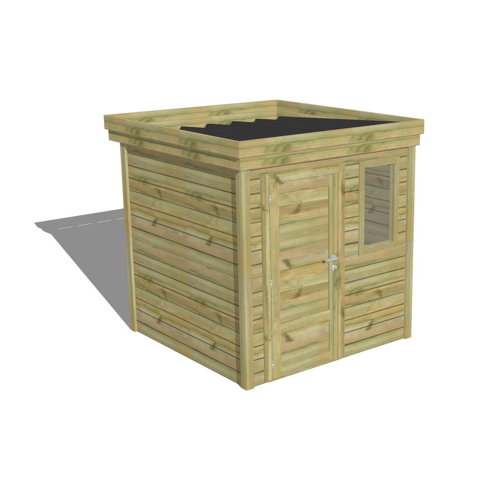 Abri de jardin bois pin traité autoclave 27mm - 2,14x2,14m / 5m2 - bac acier - abri français