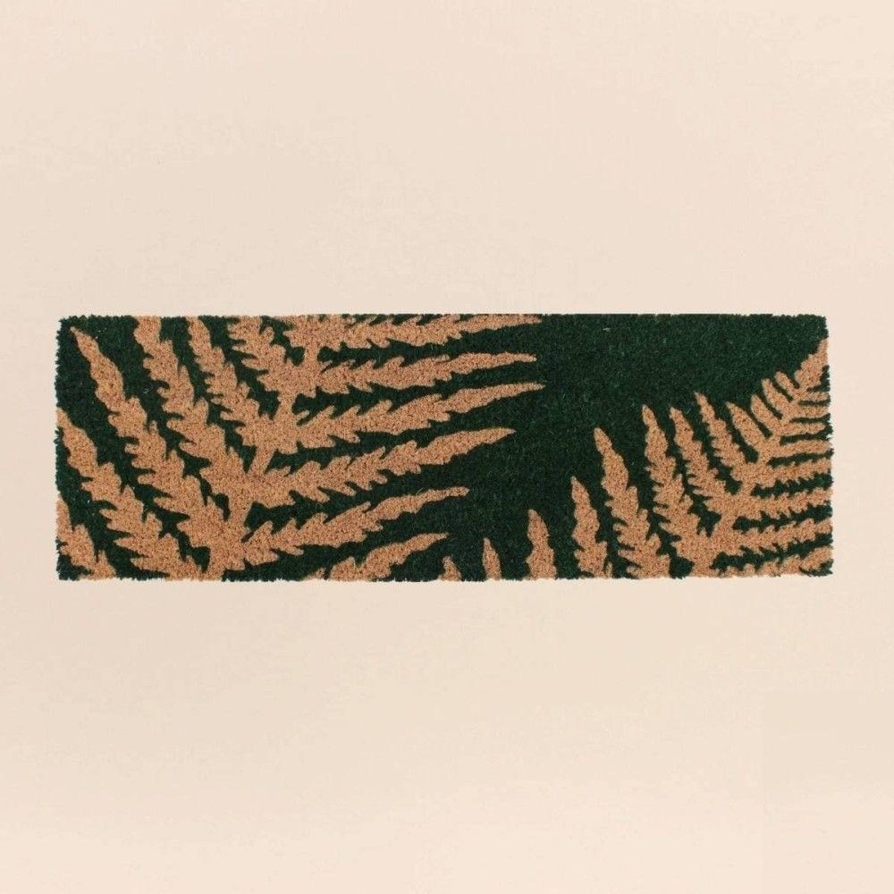 Paillasson de marche coco imprimé fougères vert 25x75cm