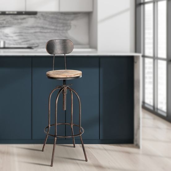 Lot de 2 tabourets de bar pino, bois