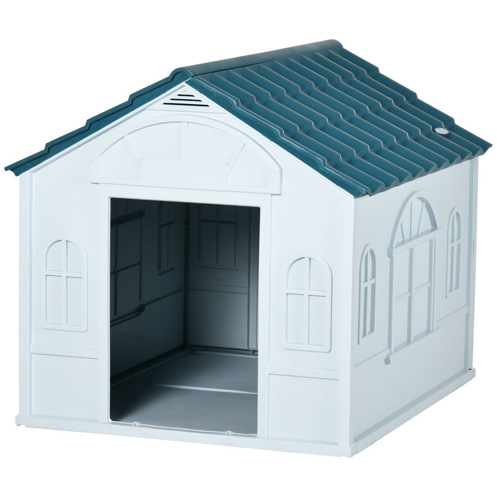 Niche chien extérieur pp bleu 84,2 x 98,2 x 82 cm pour chiens moyens et grands toit incliné