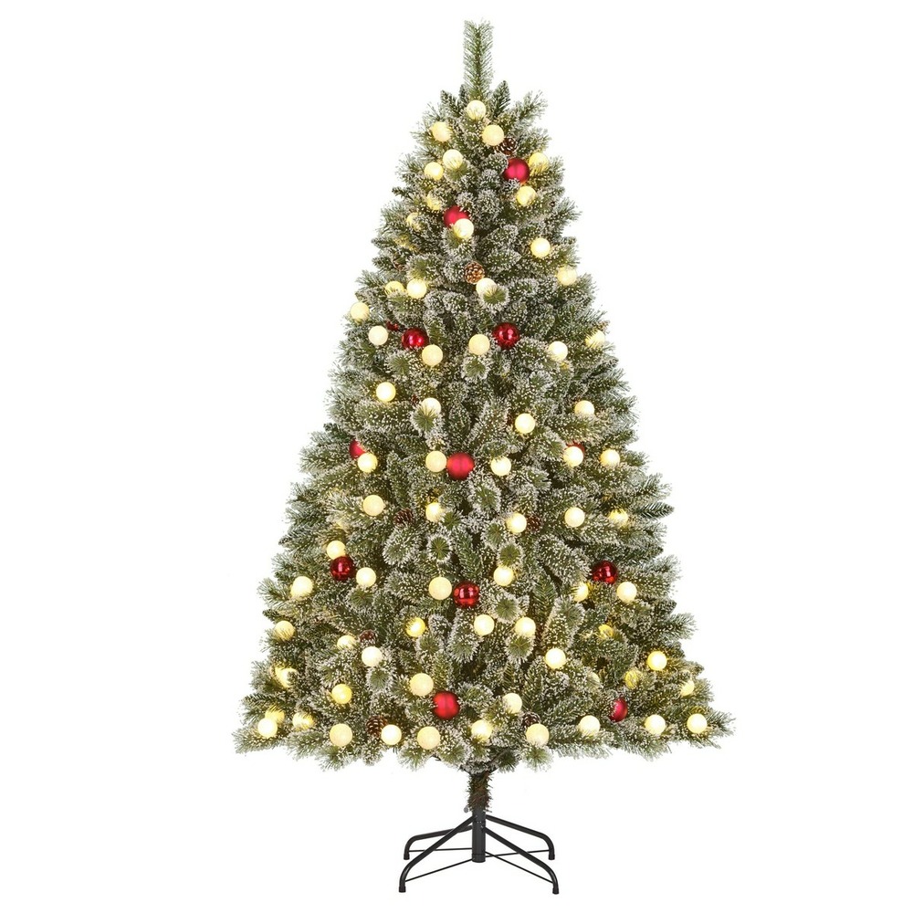 Black box trees kaprun sapin de noël artificiel avec éclairage led et minuterie - décoration noël avec ornements rouges - sapin