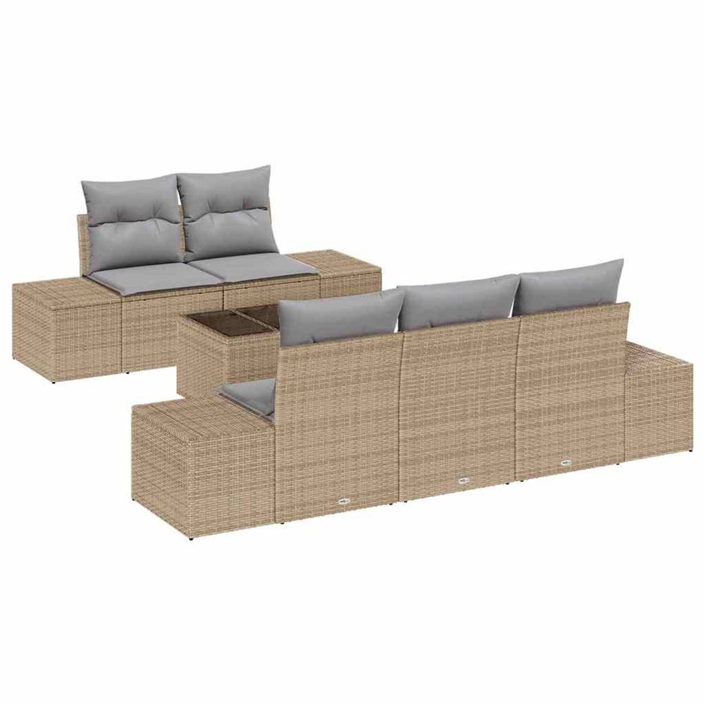 Canapé de jardin beige rotin, tissu