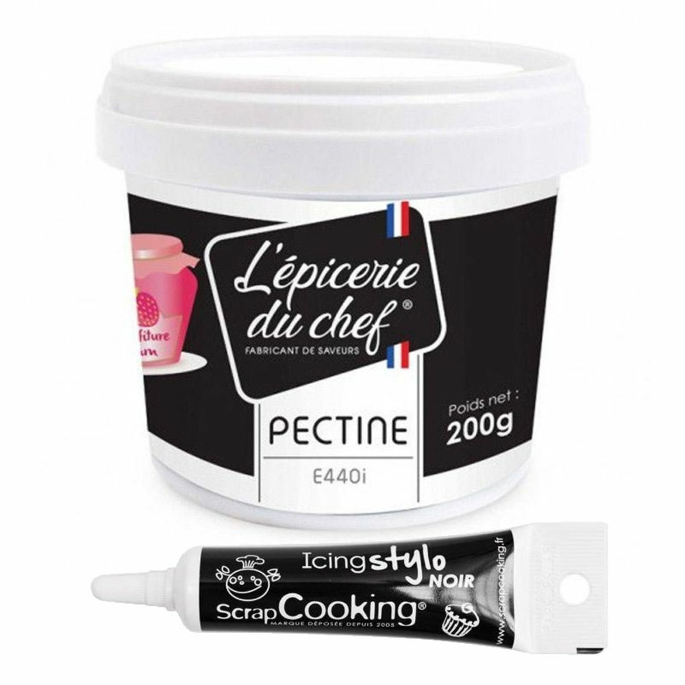 Pectine en poudre e440i 200 g + stylo de glaçage noir