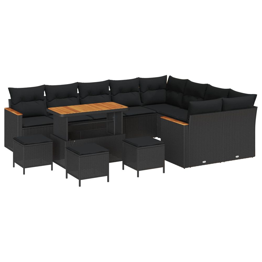 Ensemble de canapé de jardin 13 pc noir polyrotin