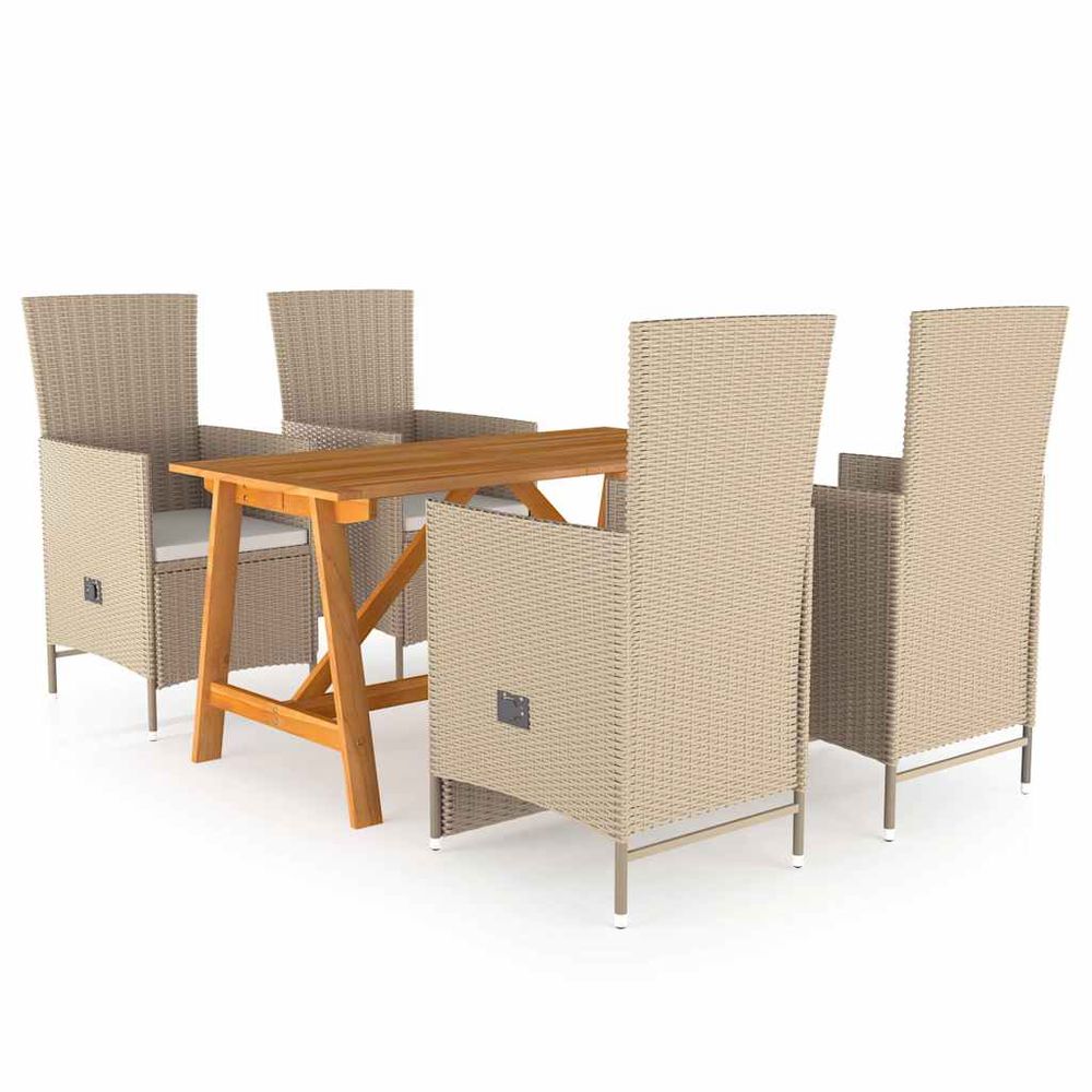 Ensemble à manger de jardin 5 pcs beige