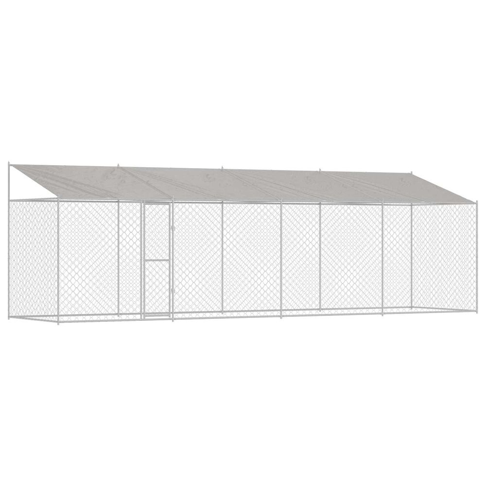 Cage pour chien avec toit argenté 800 x 200 x 256 cm