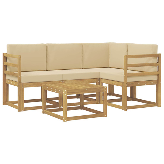 Ensemble de canapés d'extérieur 5 pcs blanc et beige
