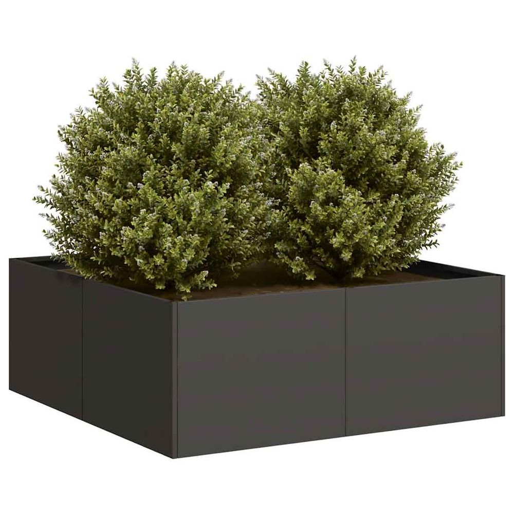 Grand potager surélevé carré en acier noir pour jardin 80x80x30 cm