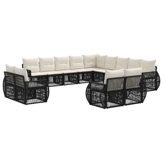 Ensemble de canapé de jardin 13 pc noir et blanc crème
