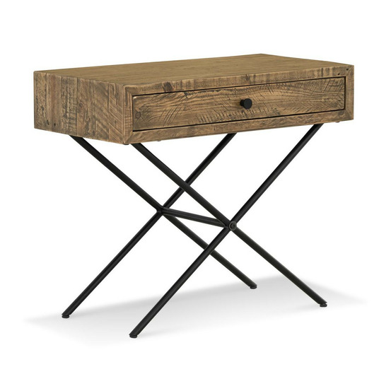 Console 1 tiroir bois-métal marron - labertine décoration d'autrefois