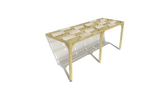 Pergola bois • 6m x 2m • adossée • sens largeur • voilage semi-transparent inclus • livraison comprise