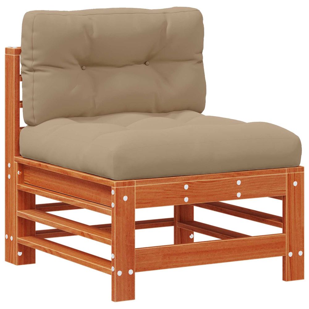 Sofa de jardin milieu pin massif brun ciré