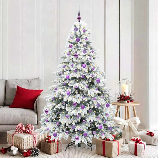 Kit décoration sapin de noël 180 cm prêt à installer, 300 lumières led et 120 boules