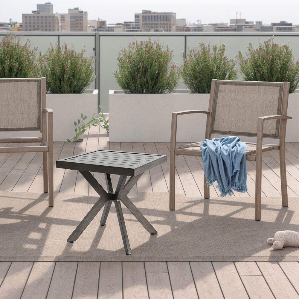 Table d'appoint, table carrée en aluminium pour extérieur,gris foncé