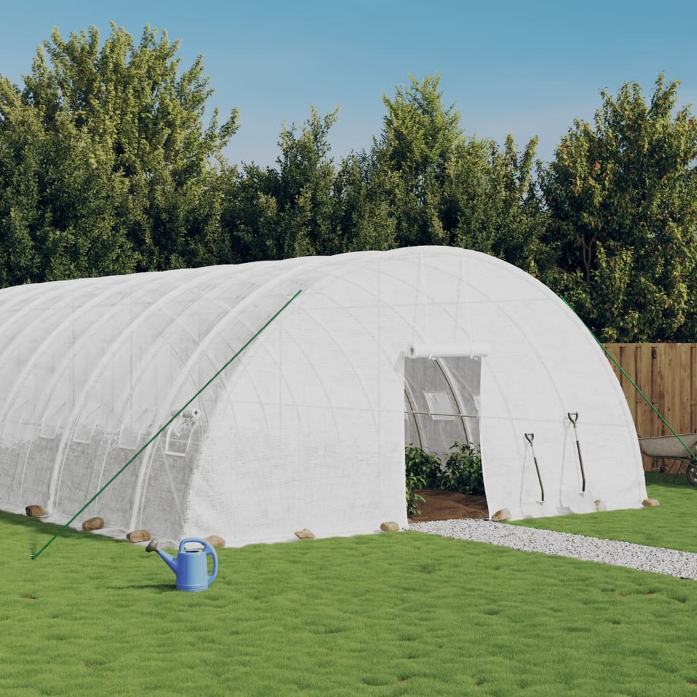 Serre avec cadre en acier blanc 60 m² 10x6x2,85 m