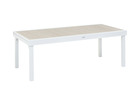 Table de jardin extensible "piazza" lin & blanc 12 places en aluminium traité en epoxy