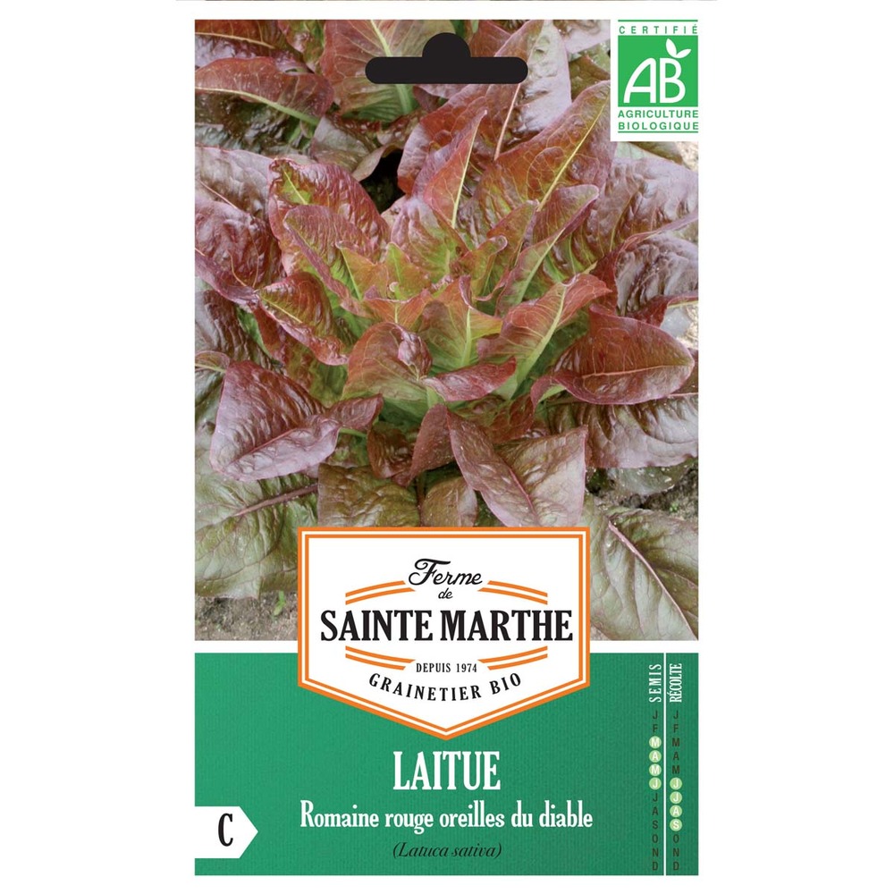 Laitue romaine rouge oreilles du diable bio - ferme de sainte marthe le sachet de 450 graines environ