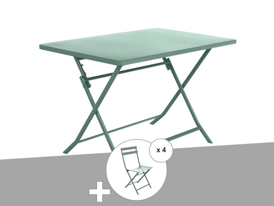 Table de jardin rectangle greensboro 110 x 70 cm olive avec 4 chaises