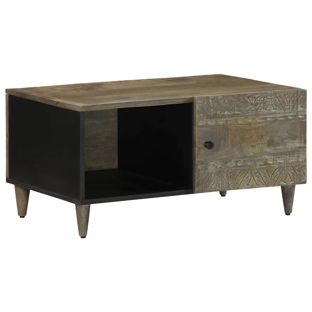 Table basse gris clair 80x50x40 cm bois de manguier massif