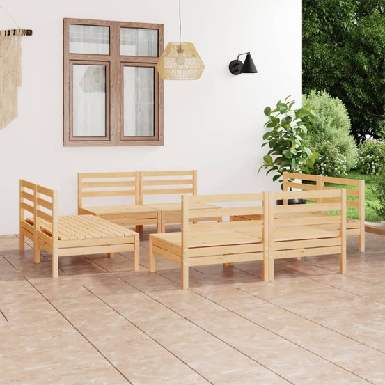 Salon de jardin 8 pcs bois de pin massif