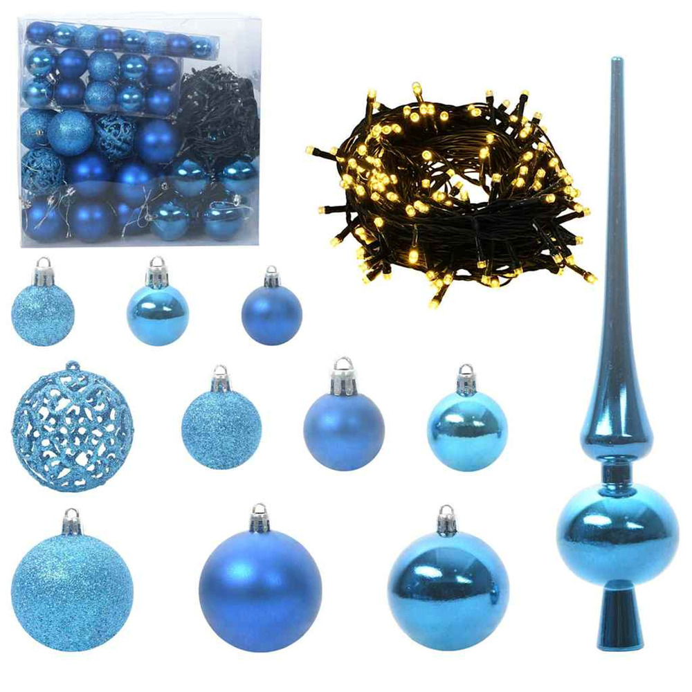 Ensemble de boules de noël avec 300 led 120 pcs bleu plastique