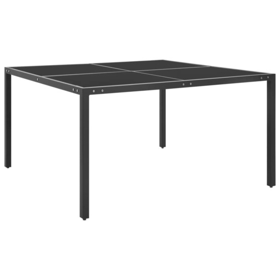 Table de jardin anthracite 130x130x72 cm acier et verre